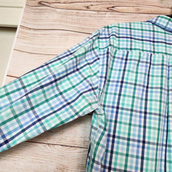 Vineyard Vines Whale Button Shirt Men's Large Plaid Green Navy Cotton Size M - Picture 11 of 13